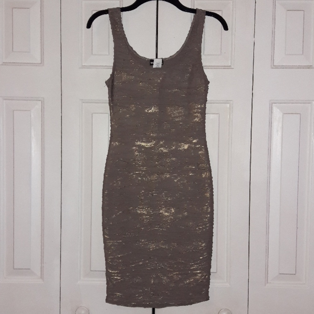 EUC Wet Seal Gray & Gold Bodycon Dress